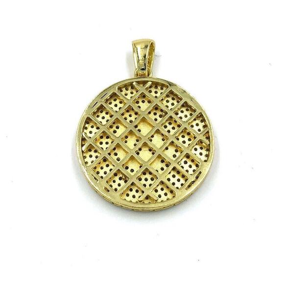 Allah Pendant 925 Sterling Silver Gold Tone Mens Charm CZ - Picture 3 of 3
